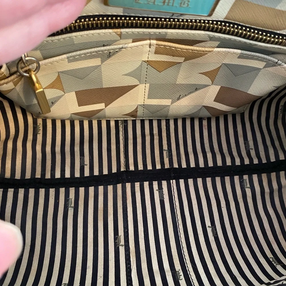 L.A.M.B Gwen Stefani Satchel Small Bag Leather,PVC,Geometric, Gold Hardware - Picture 9 of 16